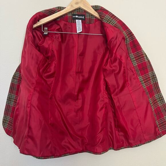 Vtg women 80’s tartan tweed wool blend academia preppy statement blazer - Picture 7 of 7